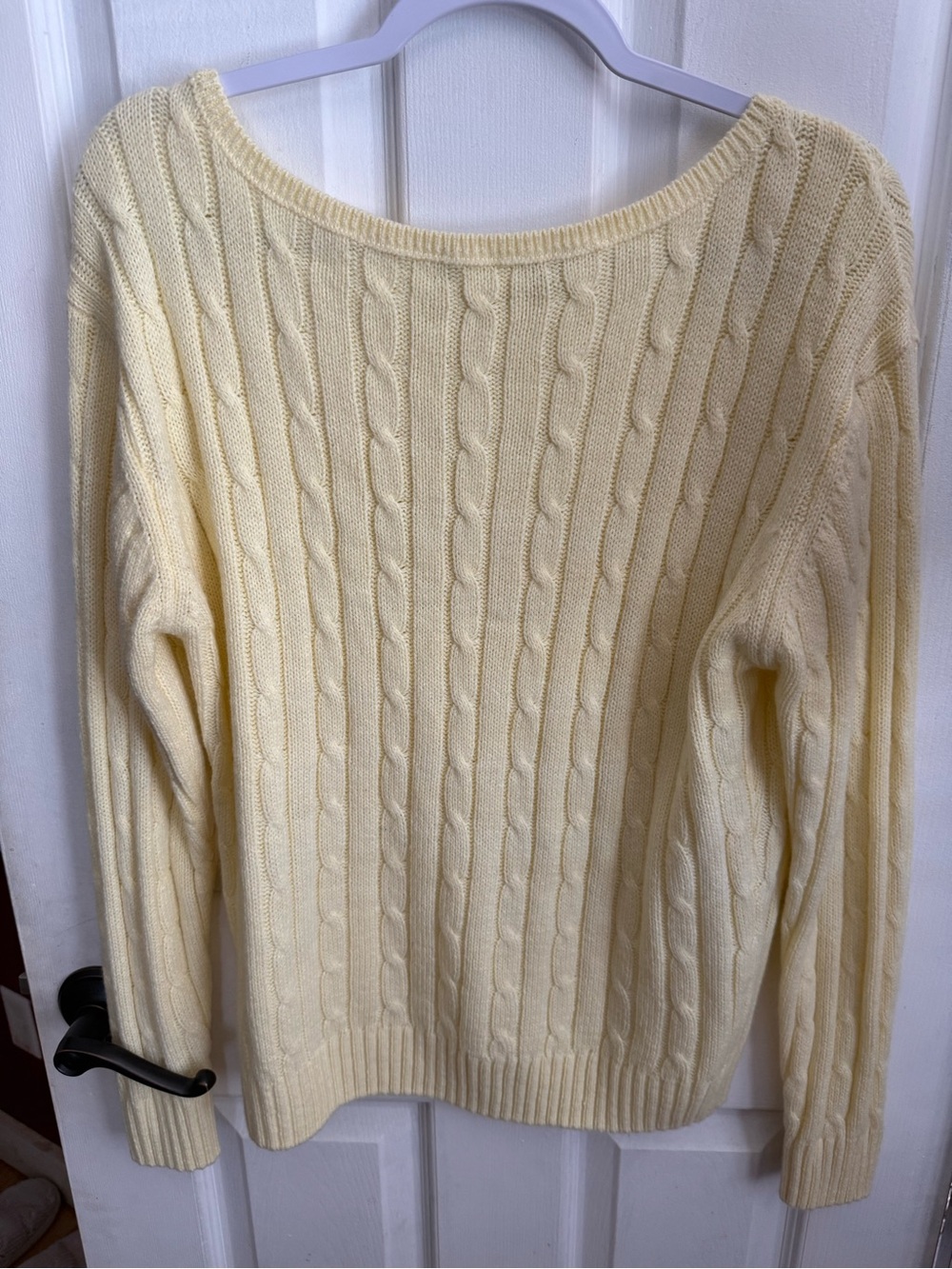 & Other Stories Pale Yellow Cable-Knit Scoop Neck Sweater